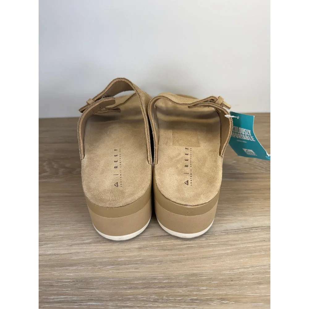 Reef Ojai Two Bar Women's Size 9 Starfish Taupe Suede Platform Sandals NWT
